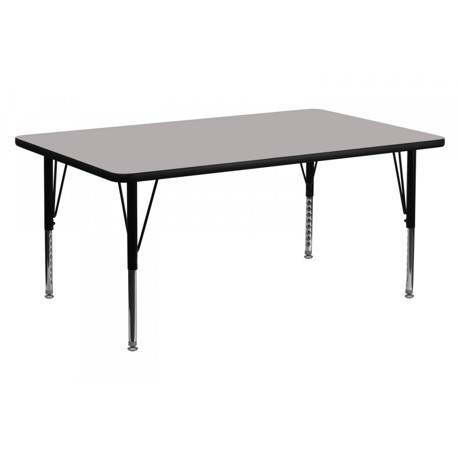 BLNK Wren Rectangular HP Laminate Activity Table - Gray, 24"W x 60"L, with Short Height Adjustable Legs