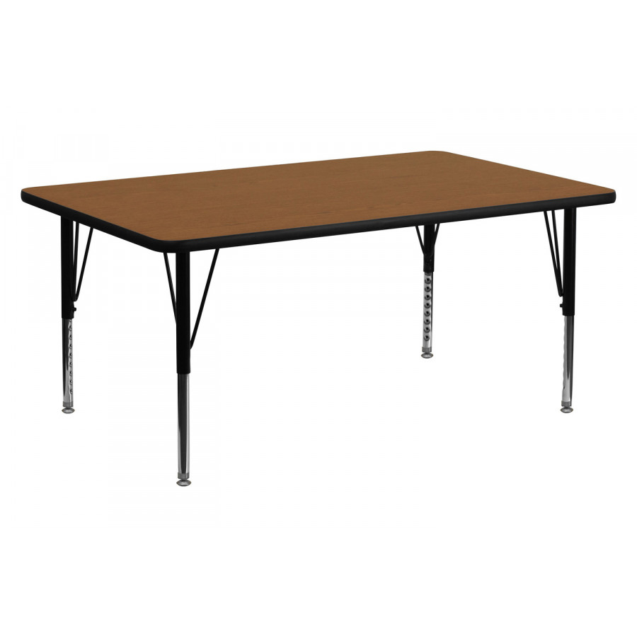 BLNK Wren Rectangular HP Laminate Activity Table - Oak, 24"W x 60"L, with Short Height Adjustable Legs
