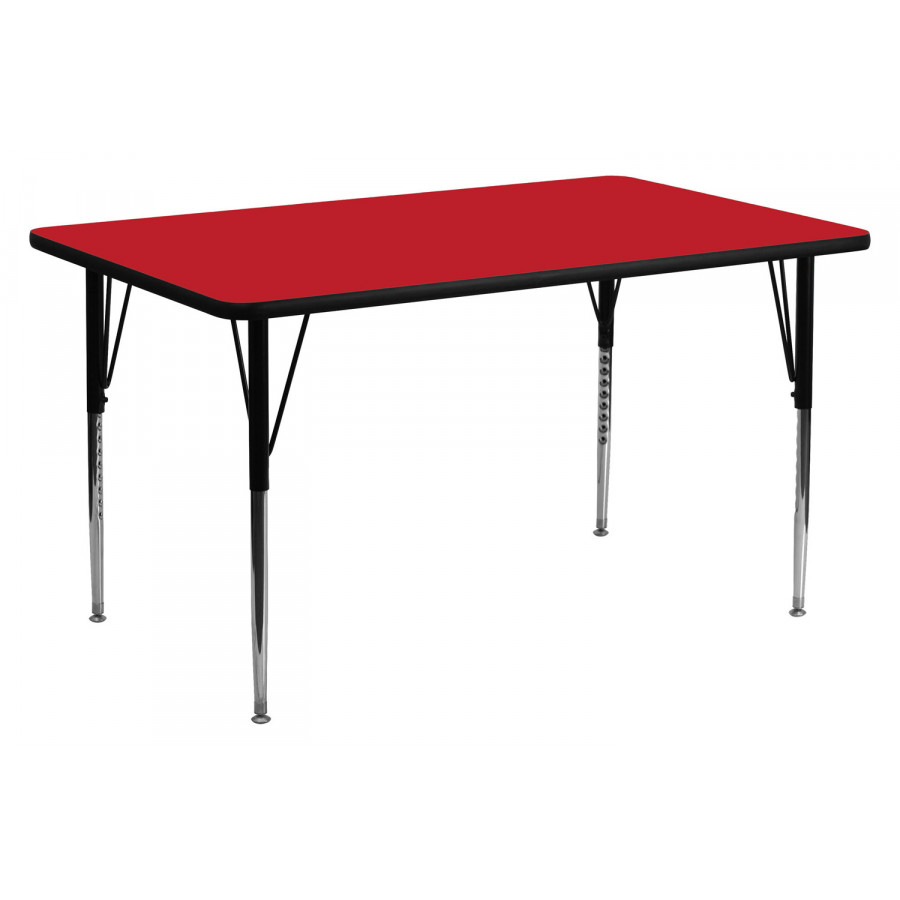 BLNK Wren Rectangular HP Laminate Activity Table - Red, 24"W x 60"L, with Standard Height Adjustable Legs