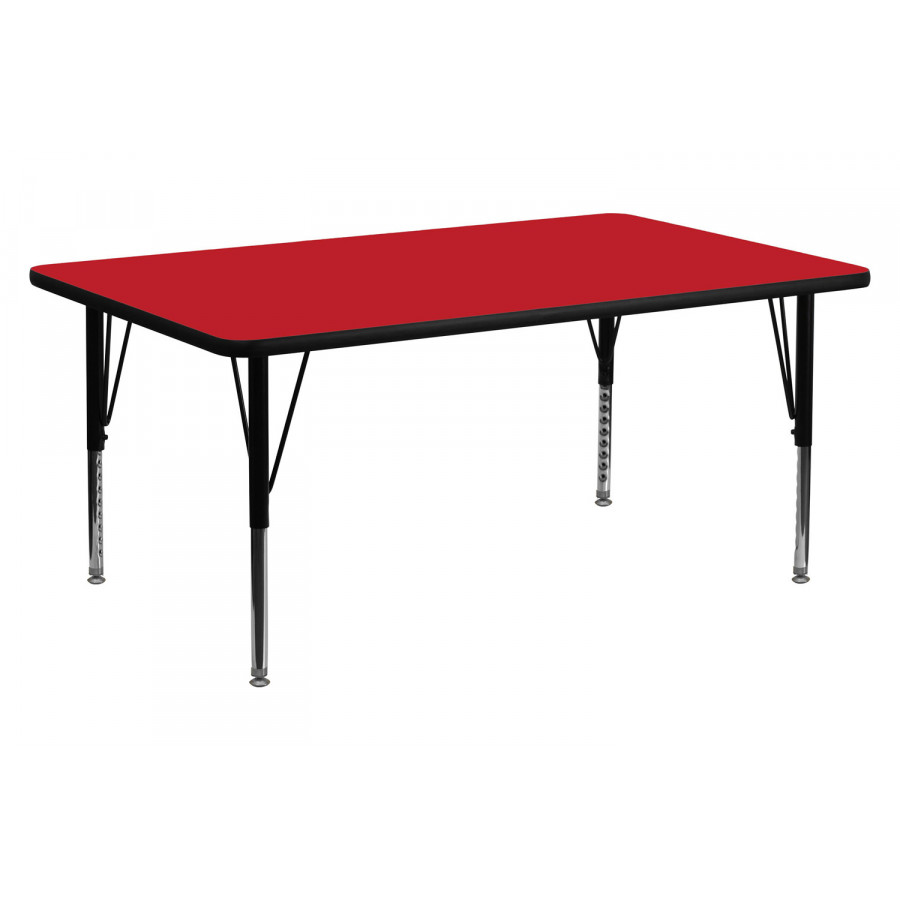 BLNK Wren Rectangular HP Laminate Activity Table - Red, 24"W x 60"L, with Short Height Adjustable Legs