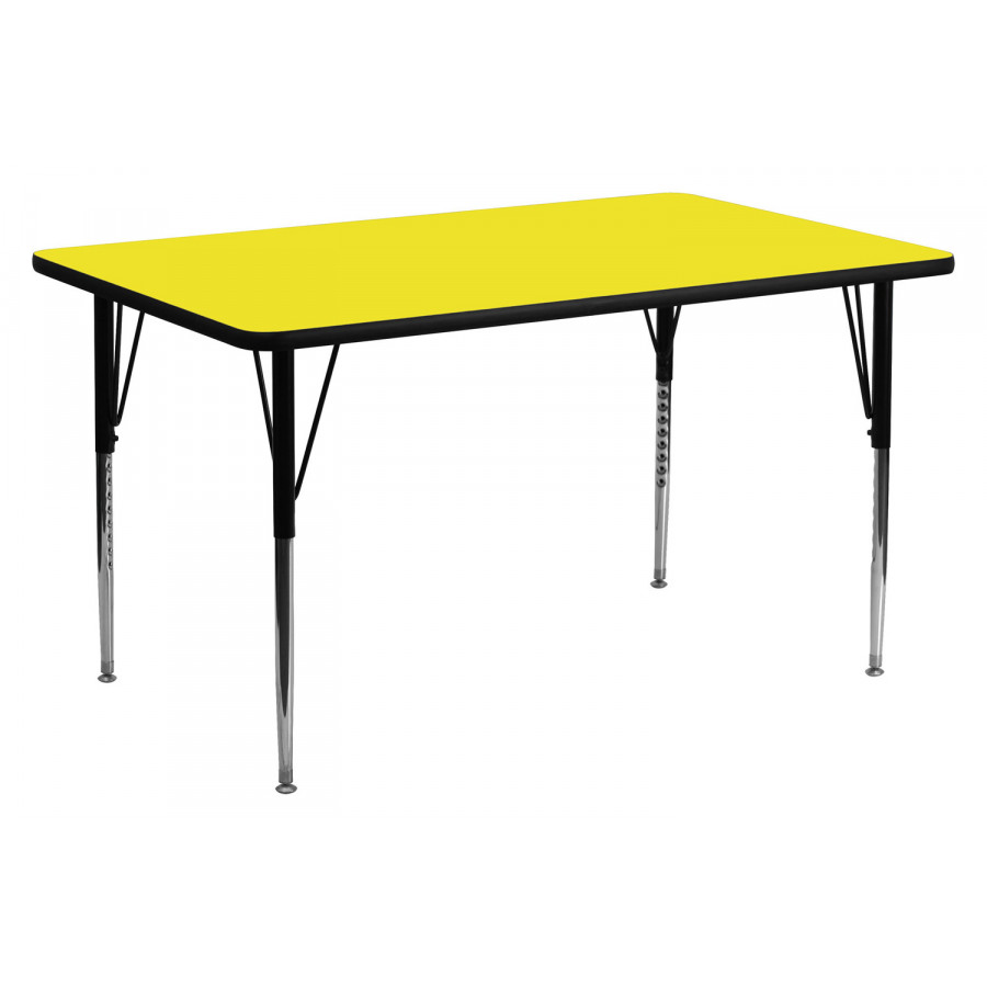 BLNK Wren Rectangular HP Laminate Activity Table - Yellow, 24"W x 60"L, with Standard Height Adjustable Legs