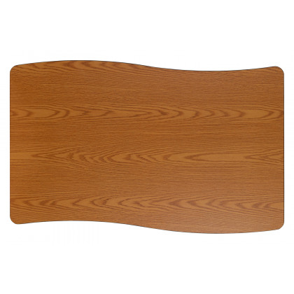 BLNK Wren Mobile Rectangular Thermal Laminate Wave Flexible Collaborative Activity Table - Oak, 28"W x 47.5"L, with Short Height Adjustable Legs