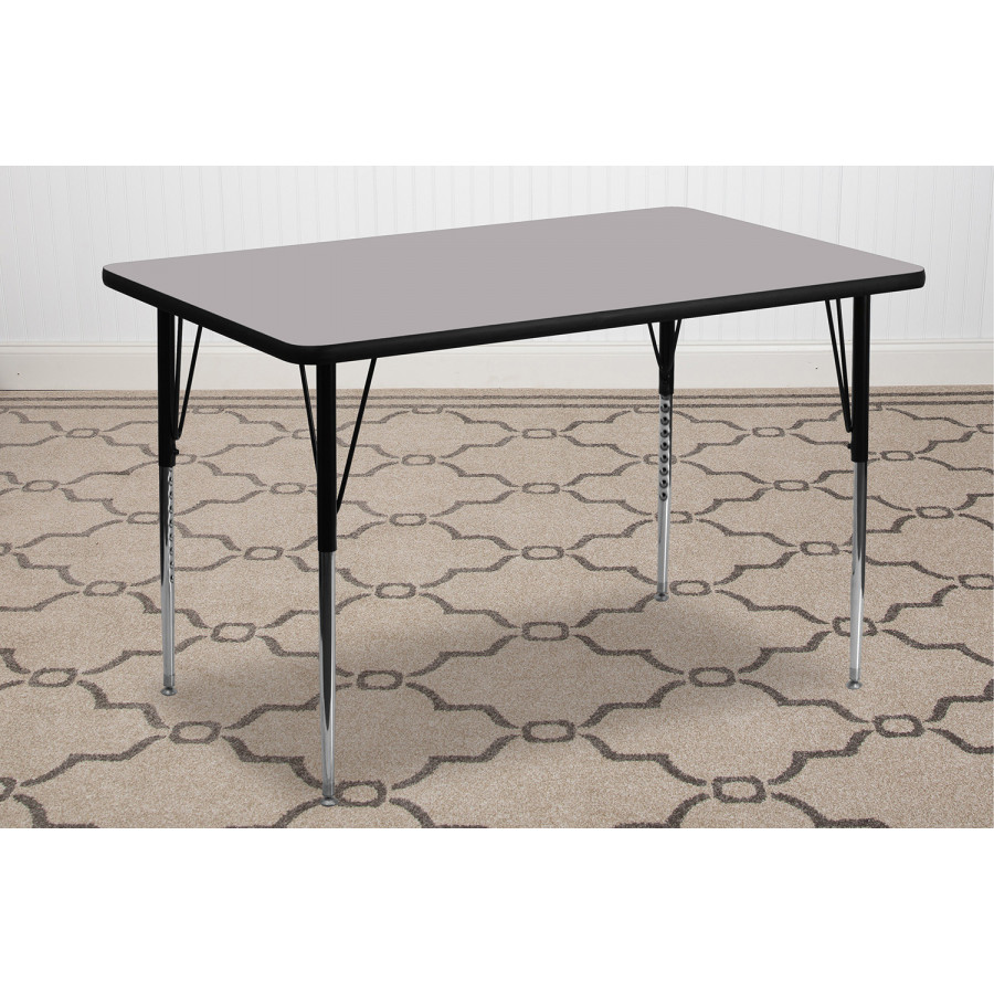 BLNK Wren Rectangular Thermal Laminate Activity Table - Gray, 30"W x 48"L, with Standard Height Adjustable Legs