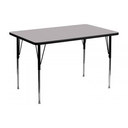 BLNK Wren Rectangular Thermal Laminate Activity Table - Gray, 30"W x 48"L, with Standard Height Adjustable Legs