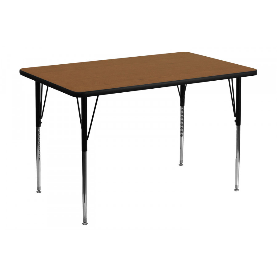 BLNK Wren Rectangular HP Laminate Activity Table - Oak, 30"W x 48"L, with Standard Height Adjustable Legs