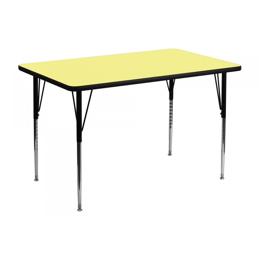 BLNK Wren Rectangular Thermal Laminate Activity Table - Yellow, 30"W x 48"L, with Standard Height Adjustable Legs