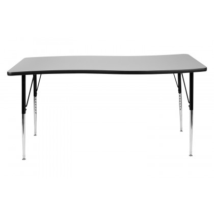 BLNK Wren Rectangular Thermal Laminate Wave Flexible Collaborative Activity Table - Gray, 26"W x 60"L, with Standard Height Adjustable Legs