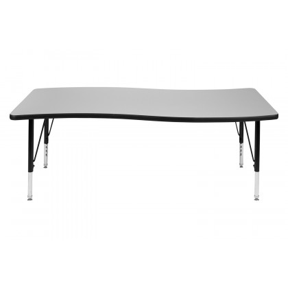 BLNK Wren Rectangular Thermal Laminate Wave Flexible Collaborative Activity Table - Gray, 26"W x 60"L, with Short Height Adjustable Legs