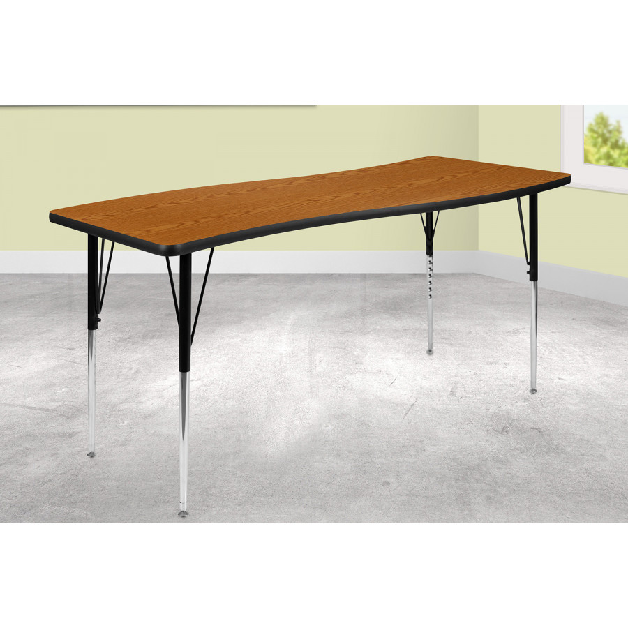 BLNK Wren Rectangular Thermal Laminate Wave Flexible Collaborative Activity Table - Oak, 26"W x 60"L, with Standard Height Adjustable Legs