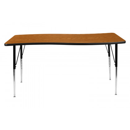 BLNK Wren Rectangular Thermal Laminate Wave Flexible Collaborative Activity Table - Oak, 26"W x 60"L, with Standard Height Adjustable Legs