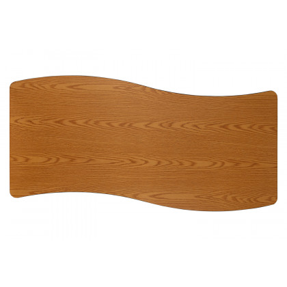 BLNK Wren Mobile Rectangular Thermal Laminate Wave Flexible Collaborative Activity Table - Oak, 26"W x 60"L, with Short Height Adjustable Legs