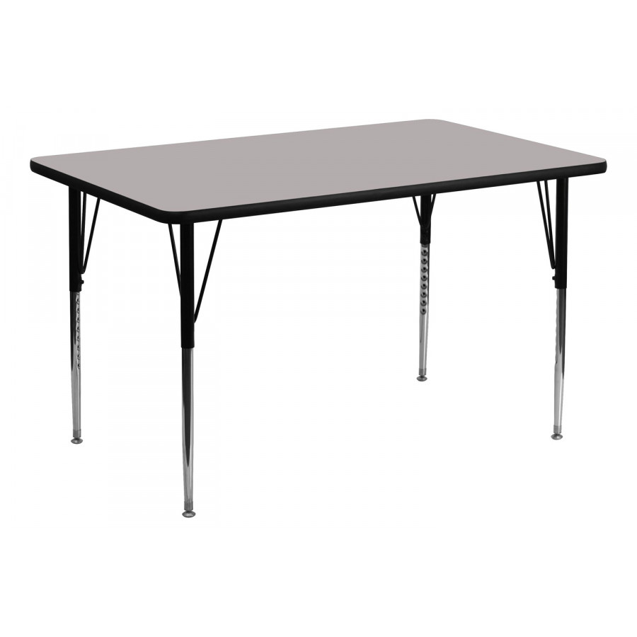 BLNK Wren Rectangular HP Laminate Activity Table - Gray, 30"W x 60"L, with Standard Height Adjustable Legs