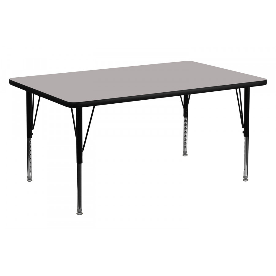 BLNK Wren Rectangular HP Laminate Activity Table - Gray, 30"W x 60"L, with Short Height Adjustable Legs