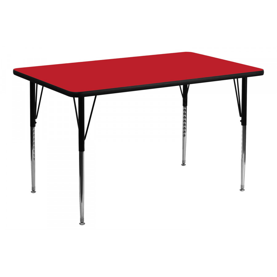 BLNK Wren Rectangular HP Laminate Activity Table - Red, 30"W x 60"L, with Standard Height Adjustable Legs
