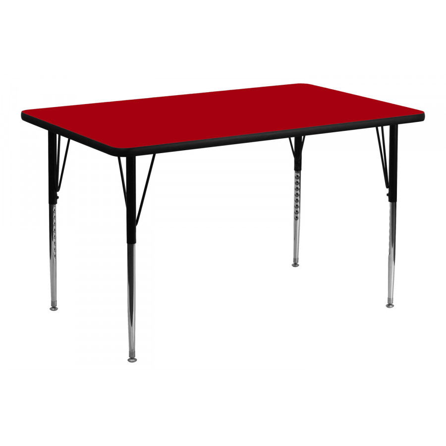 BLNK Wren Rectangular Thermal Laminate Activity Table - Red, 30"W x 60"L, with Standard Height Adjustable Legs