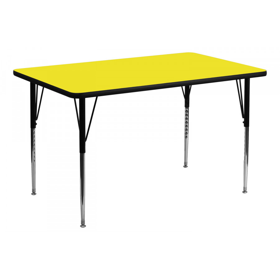 BLNK Wren Rectangular HP Laminate Activity Table - Yellow, 30"W x 60"L, with Standard Height Adjustable Legs