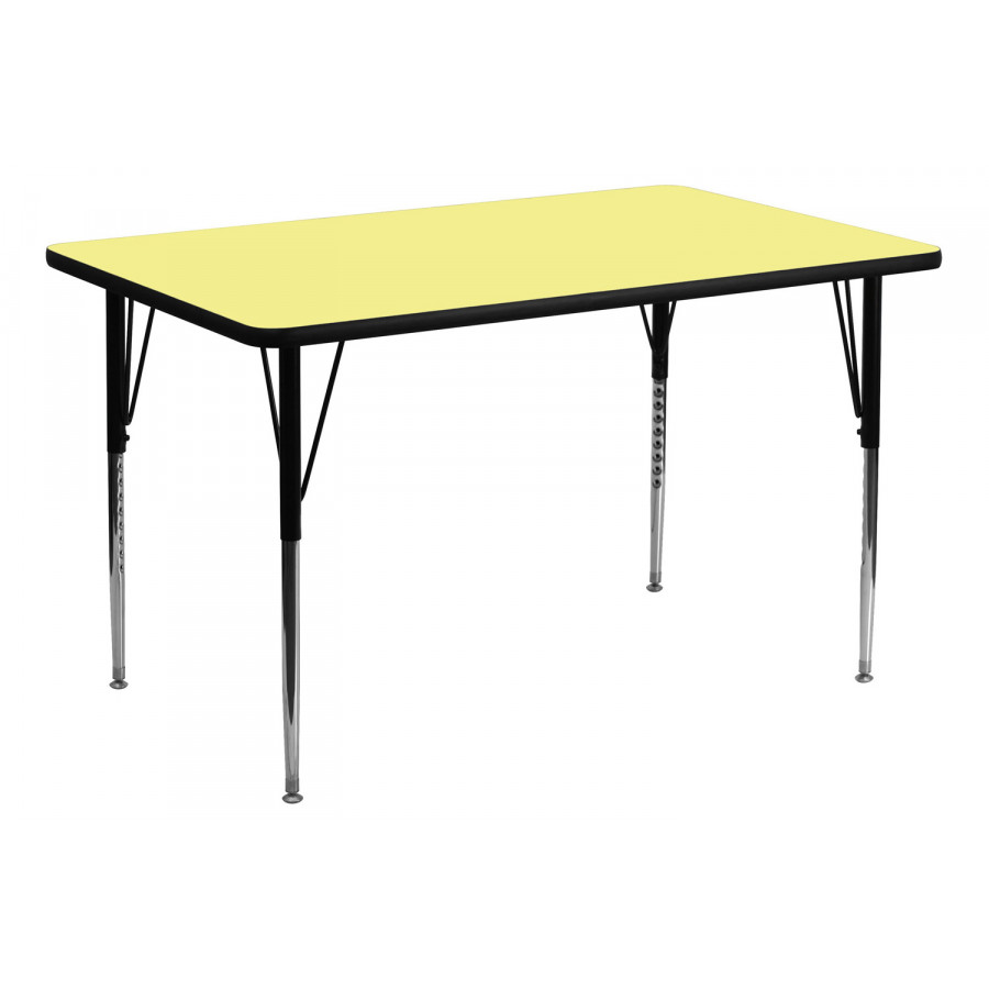 BLNK Wren Rectangular Thermal Laminate Activity Table - Yellow, 30"W x 60"L, with Standard Height Adjustable Legs