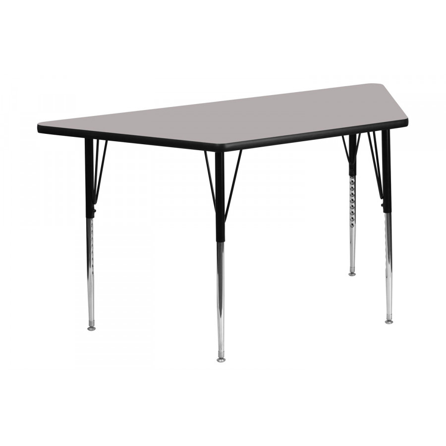 BLNK Wren Trapezoid HP Laminate Activity Table - Gray, 29"W x 57"L, with Standard Height Adjustable Legs