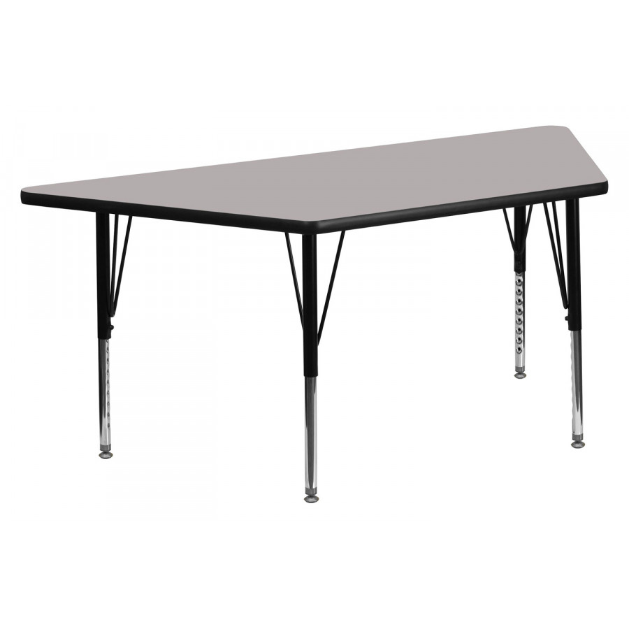 BLNK Wren Trapezoid HP Laminate Activity Table - Gray, 29"W x 57"L, with Short Height Adjustable Legs