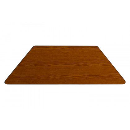 BLNK Wren Mobile Trapezoid Thermal Laminate Activity Table - Oak, with Standard Height Adjustable Legs