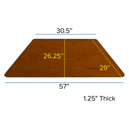 BLNK Wren Trapezoid Thermal Laminate Activity Table - Oak, with Short Height Adjustable Legs