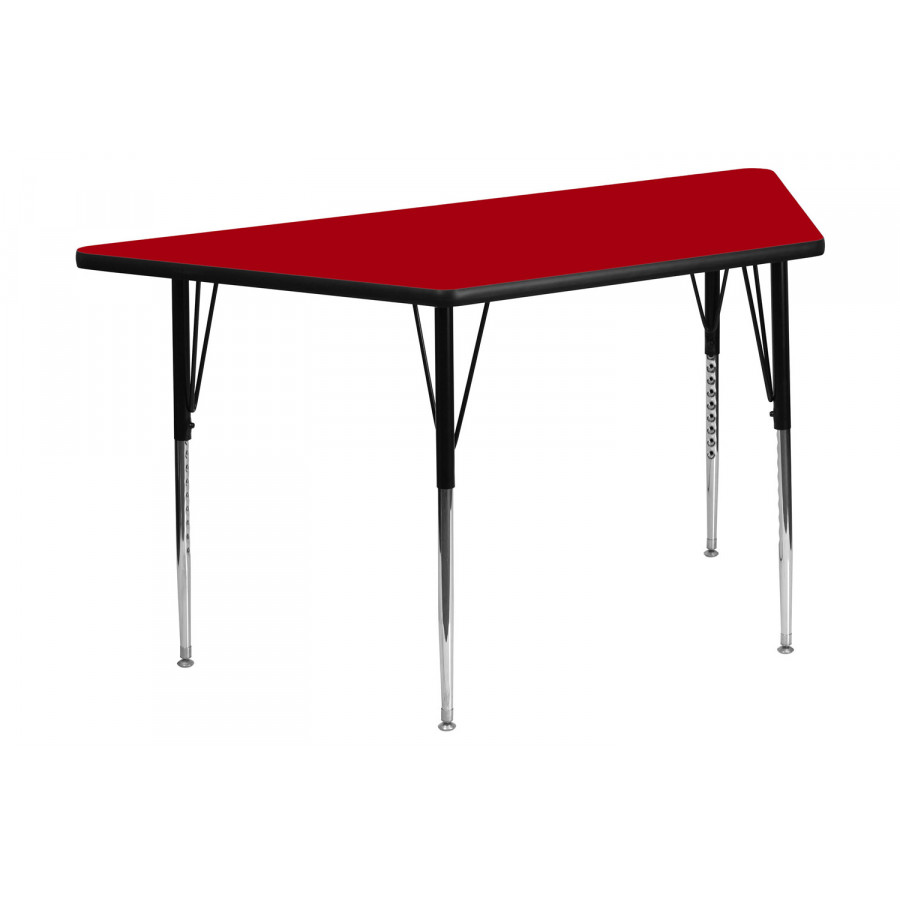 BLNK Wren Trapezoid Thermal Laminate Activity Table - Red, with Standard Height Adjustable Legs