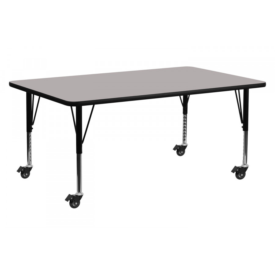BLNK Wren Mobile Rectangular HP Laminate Activity Table - Gray, 30"W x 72"L, with Short Height Adjustable Legs