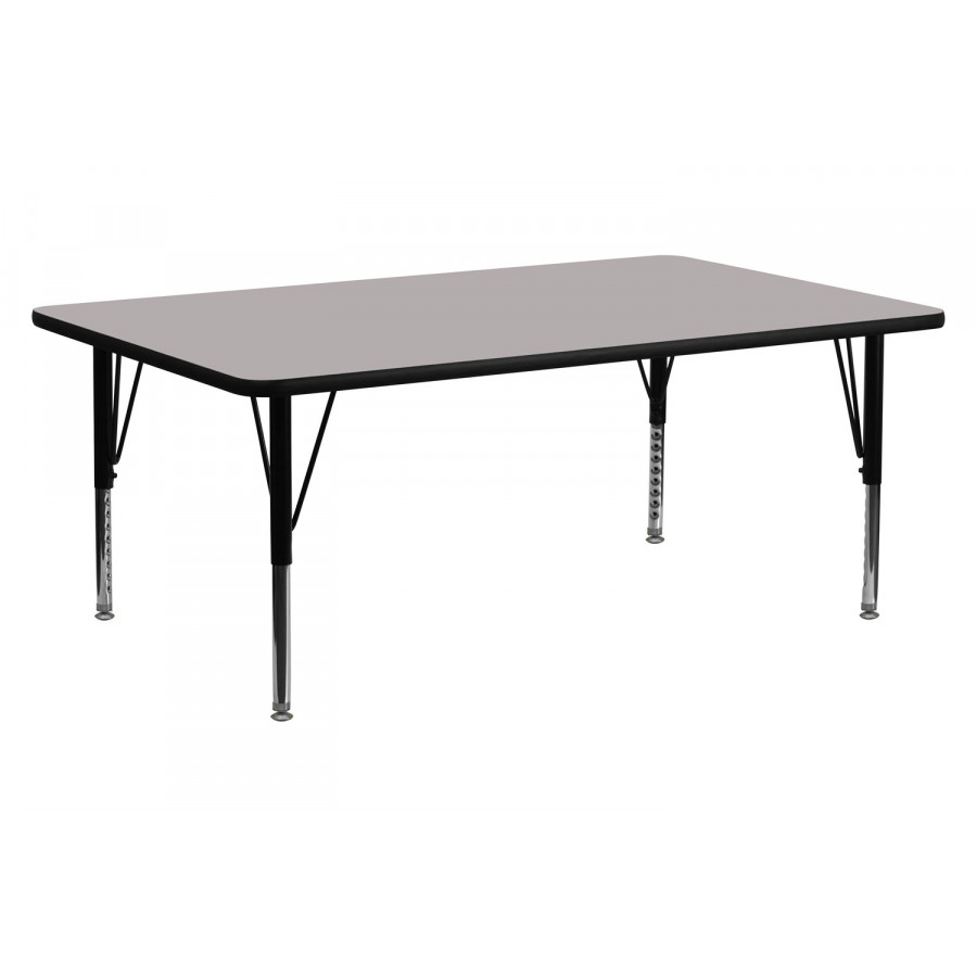 BLNK Wren Rectangular HP Laminate Activity Table - Gray, 30"W x 72"L, with Short Height Adjustable Legs