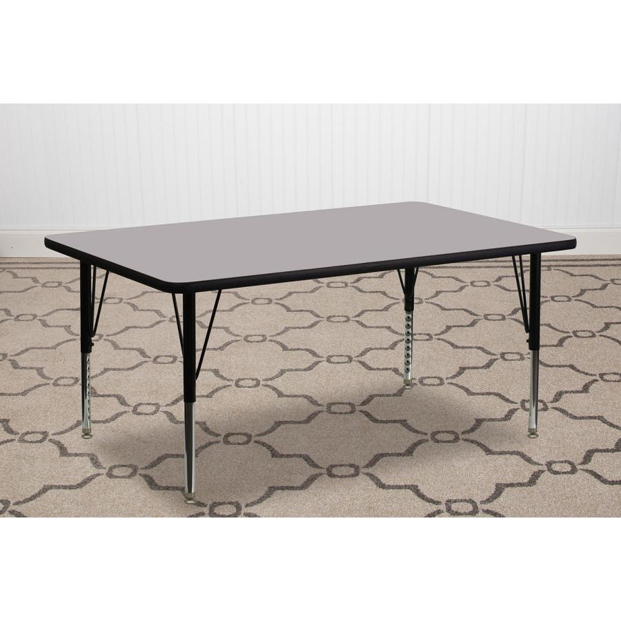 BLNK Wren Rectangular Thermal Laminate Activity Table - Gray, 30"W x 72"L, with Short Height Adjustable Legs