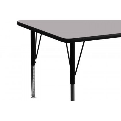 BLNK Wren Rectangular Thermal Laminate Activity Table - Gray, 30"W x 72"L, with Short Height Adjustable Legs