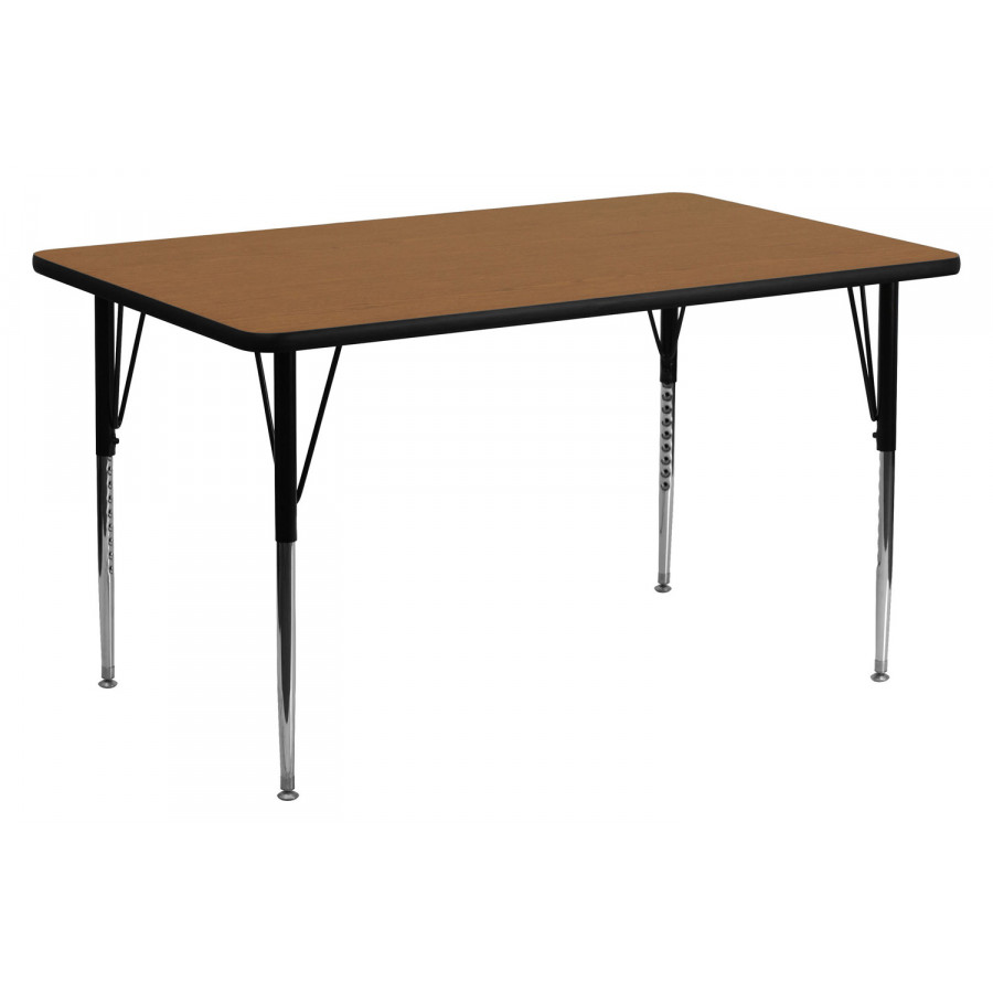 BLNK Wren Rectangular Thermal Laminate Activity Table - Oak, 30"W x 72"L, with Standard Height Adjustable Legs
