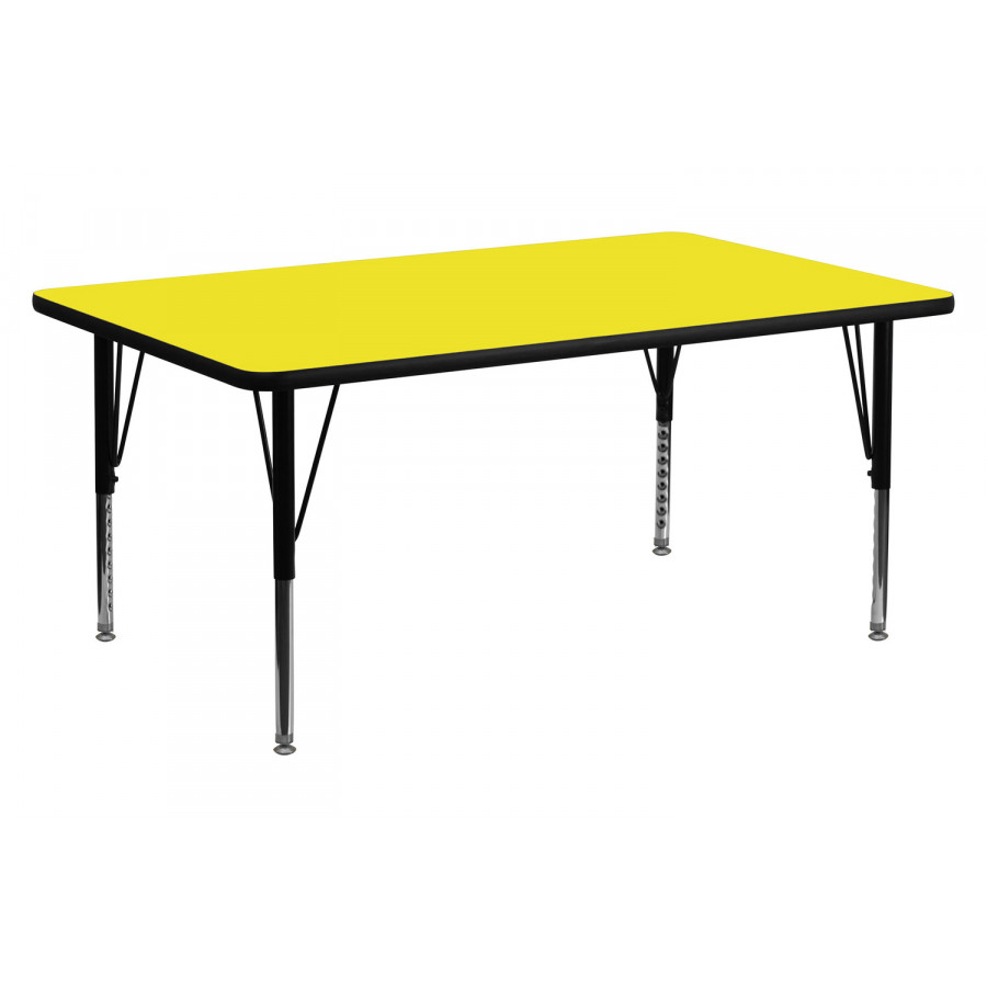BLNK Wren Rectangular HP Laminate Activity Table - Yellow, 30"W x 72"L, with Short Height Adjustable Legs