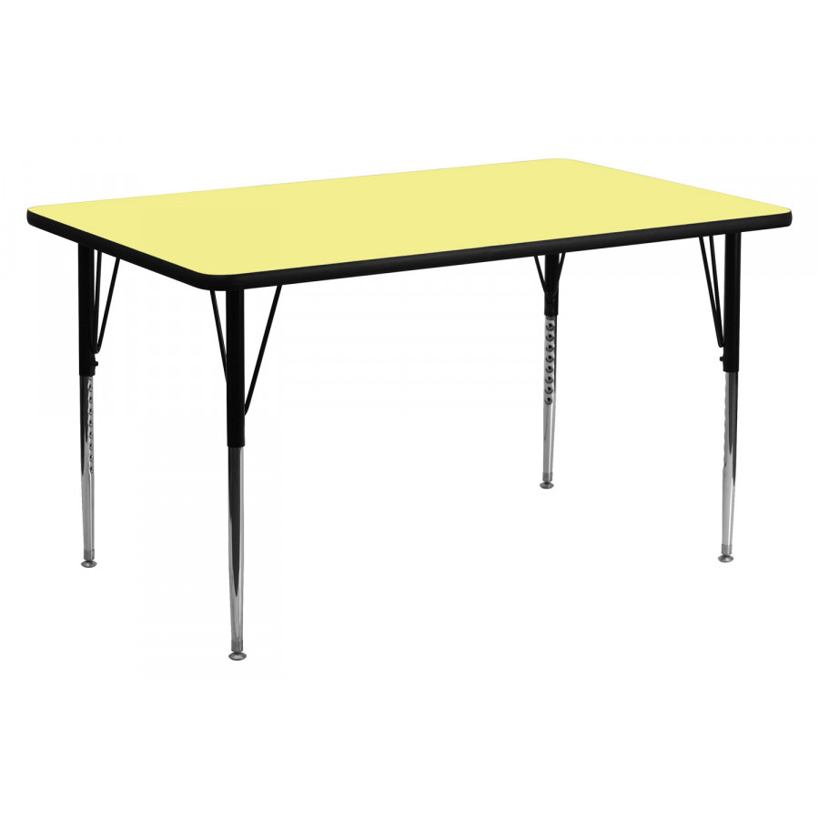 BLNK Wren Rectangular Thermal Laminate Activity Table - Yellow, 30"W x 72"L, with Standard Height Adjustable Legs