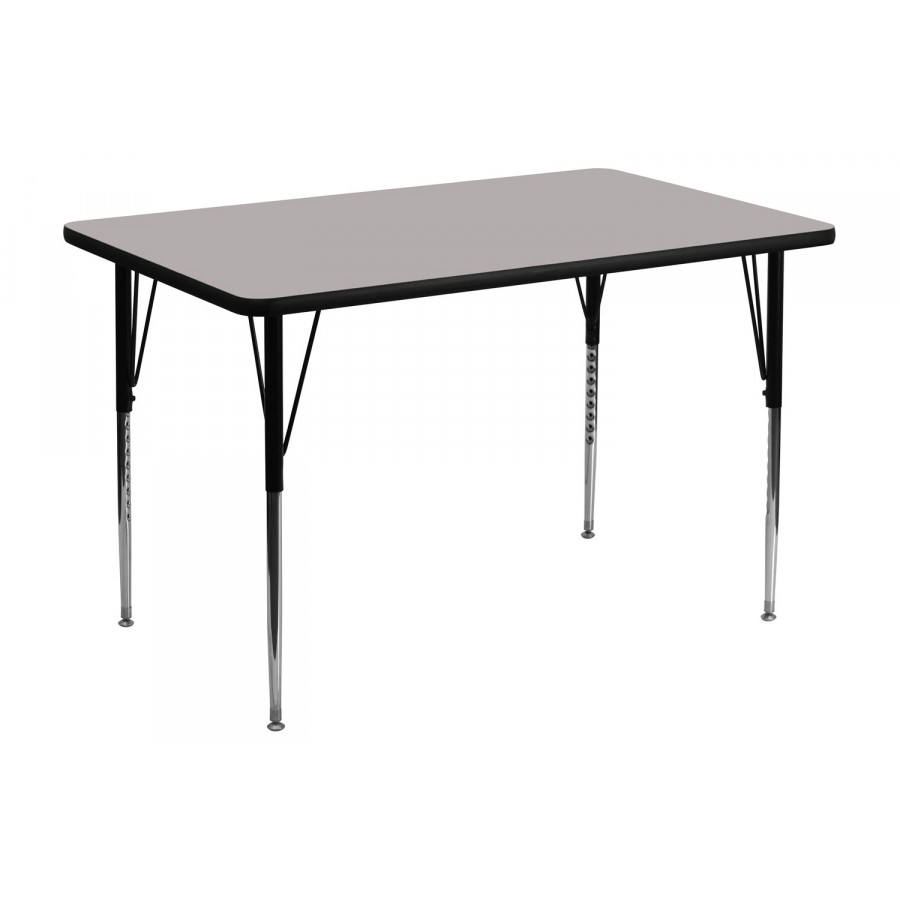 BLNK Wren Rectangular HP Laminate Activity Table - Gray, 36"W x 72"L, with Standard Height Adjustable Legs