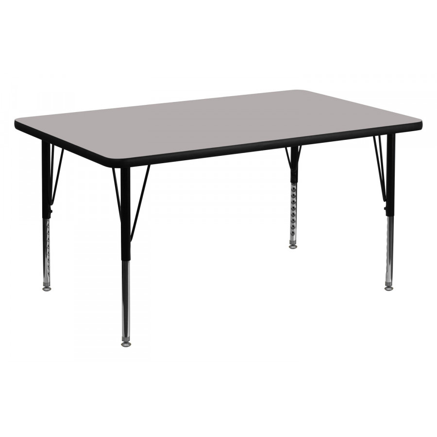 BLNK Wren Rectangular HP Laminate Activity Table - Gray, 36"W x 72"L, with Short Height Adjustable Legs