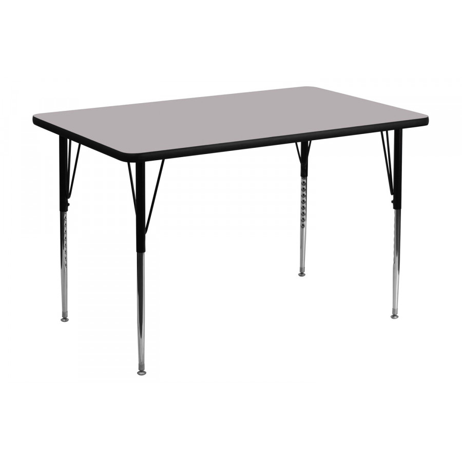 BLNK Wren Rectangular Thermal Laminate Activity Table - Gray, 36"W x 72"L, with Standard Height Adjustable Legs