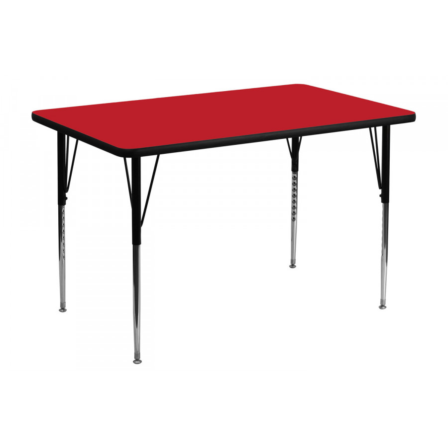 BLNK Wren Rectangular HP Laminate Activity Table - Red, 36"W x 72"L, with Standard Height Adjustable Legs