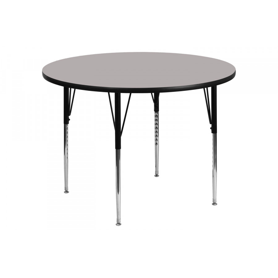 BLNK Wren Round HP Laminate Activity Table - Gray, 42"D, with Standard Height Adjustable Legs