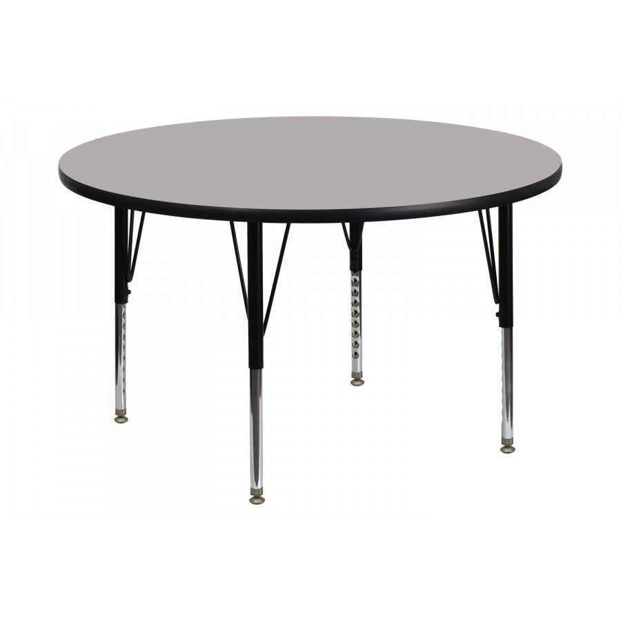 BLNK Wren Round HP Laminate Activity Table - Gray, 42"D, with Short Height Adjustable Legs