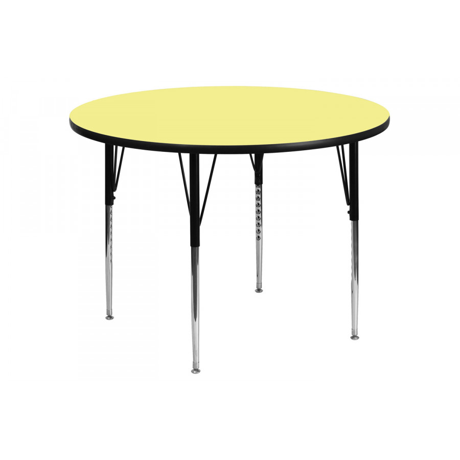 BLNK Wren Round Thermal Laminate Activity Table - Yellow, 42"D, with Standard Height Adjustable Legs