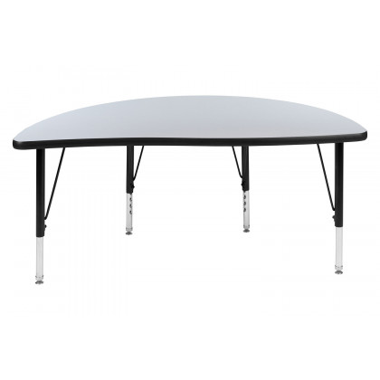 BLNK Wren Half Circle Thermal Laminate Wave Flexible Collaborative Activity Table - Gray, 47.5"D, with Short Height Adjustable Legs