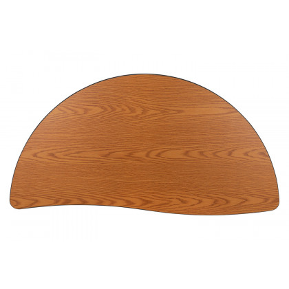 BLNK Wren Half Circle Thermal Laminate Wave Flexible Collaborative Activity Table - Oak, 47.5"D, with Short Height Adjustable Legs