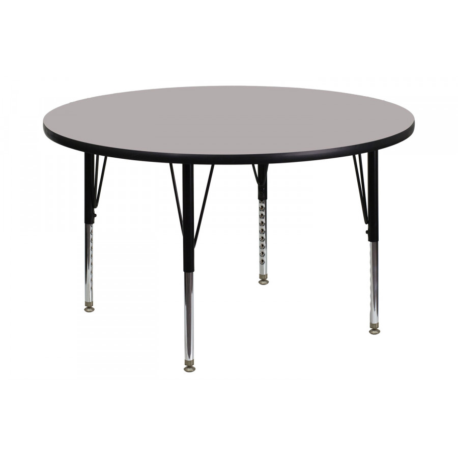 BLNK Wren Round HP Laminate Activity Table - Gray, 48"D, with Short Height Adjustable Legs