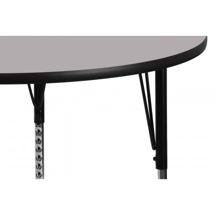 BLNK Wren Round Thermal Laminate Activity Table - Gray, 48"D, with Standard Height Adjustable Legs