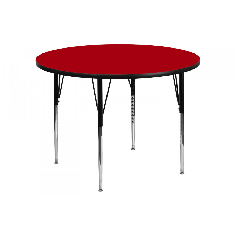 BLNK Wren Round Thermal Laminate Activity Table - Red, 48"D, with Standard Height Adjustable Legs