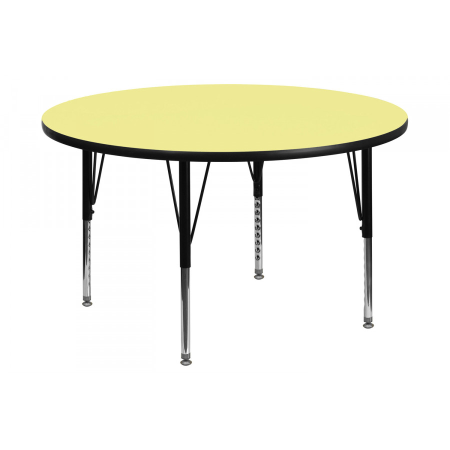 BLNK Wren Round Thermal Laminate Activity Table - Yellow, 48"D, with Short Height Adjustable Legs