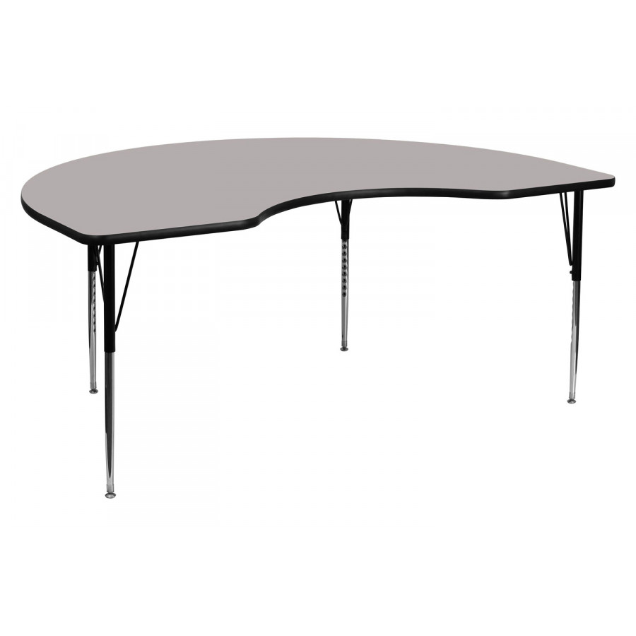 BLNK Wren Kidney HP Laminate Activity Table - Gray, 48"W x 96"L, with Standard Height Adjustable Legs