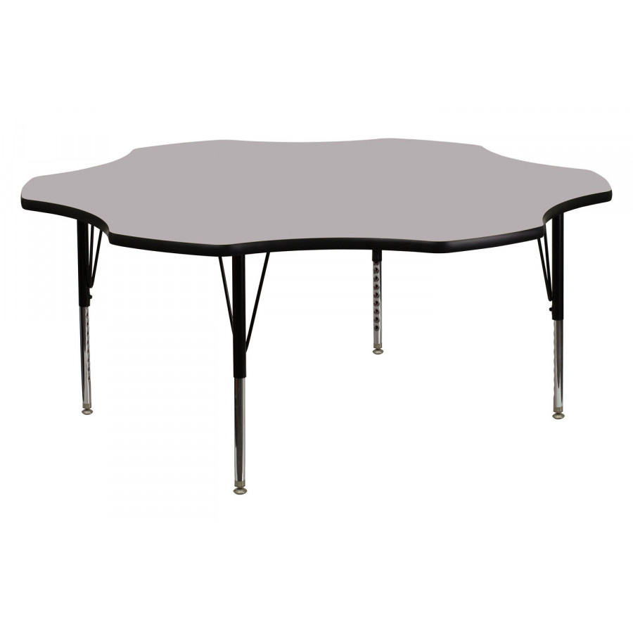 BLNK Wren Flower Thermal Laminate Activity Table - Gray, with Short Height Adjustable Legs
