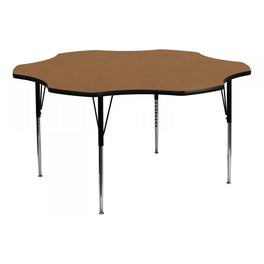BLNK Wren Flower Thermal Laminate Activity Table - Oak, with Standard Height Adjustable Legs