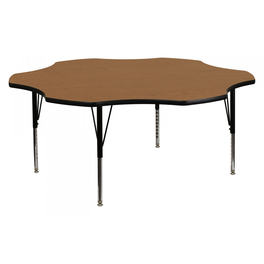 BLNK Wren Flower Thermal Laminate Activity Table - Oak, with Short Height Adjustable Legs